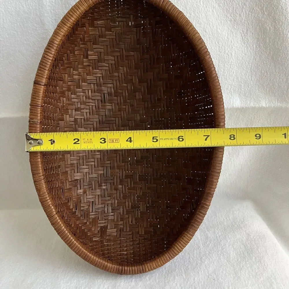 Vintage oval wicker rattan woven basket, home decor, fruit basket, decorative.